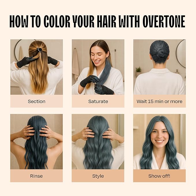 Overtone Semi Permanent Hair Color Conditioner, Glacier Mist, 8 oz, Nourishing, Damage-Free, Color Depositing Mask for All Hair Types with Shea Butter & Coconut Oil, Vegan & Cruelty-Free