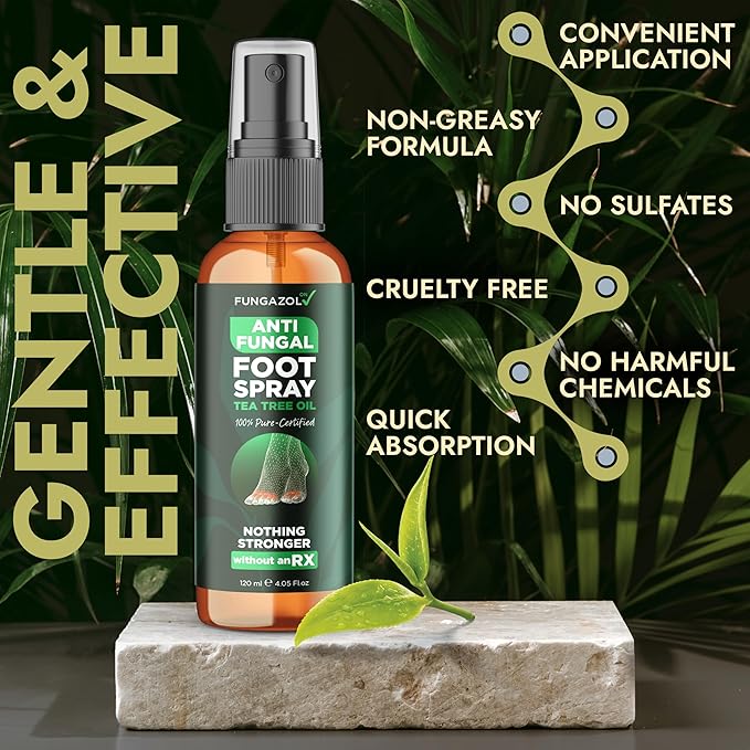 Terramed Just Think Comfort Foot Spray with Tea Tree Oil | Antifungal Treatment for Jock Itch, Nail Fungus & Ringworm | Fast Absorbing & Deep Penetrating Relief | Soothes Itching & Burning | 120ml