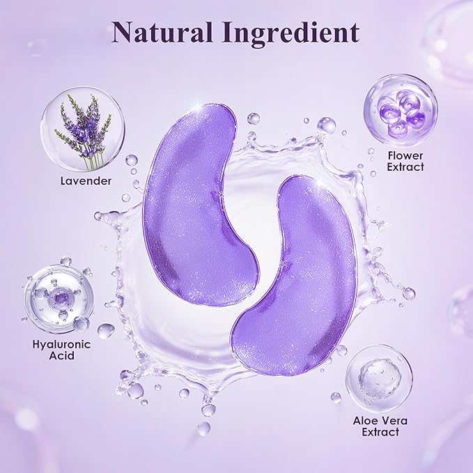 Under Eye Patches (30 Pairs), Under Eye Mask for Puffy Eyes and Dark Circles, Eye Masks with Collagen, Relieves Pressure and Reduces Wrinkles, Revitalises and Refreshes Your Skin, Lavender