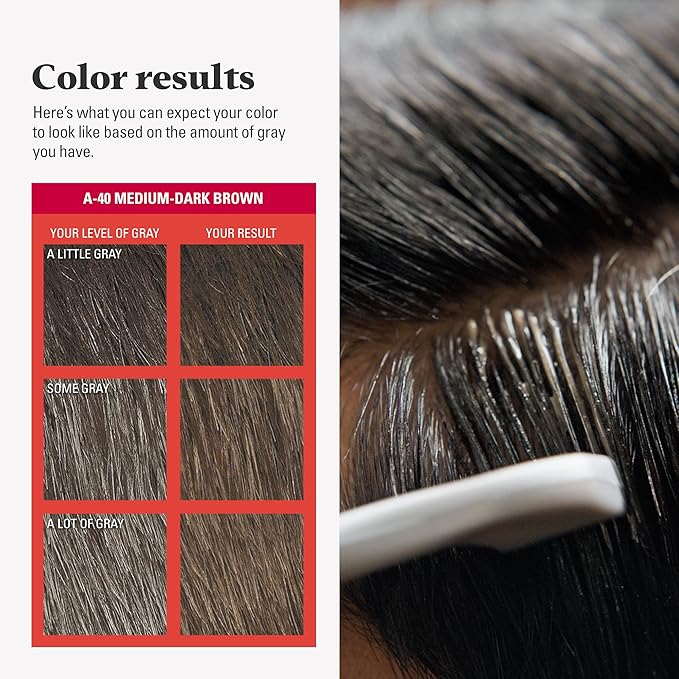 Just For Men Easy Comb-In Color Mens Hair Dye, Easy No Mix Application with Comb Applicator - Medium-Dark Brown, A-40, Pack of 1