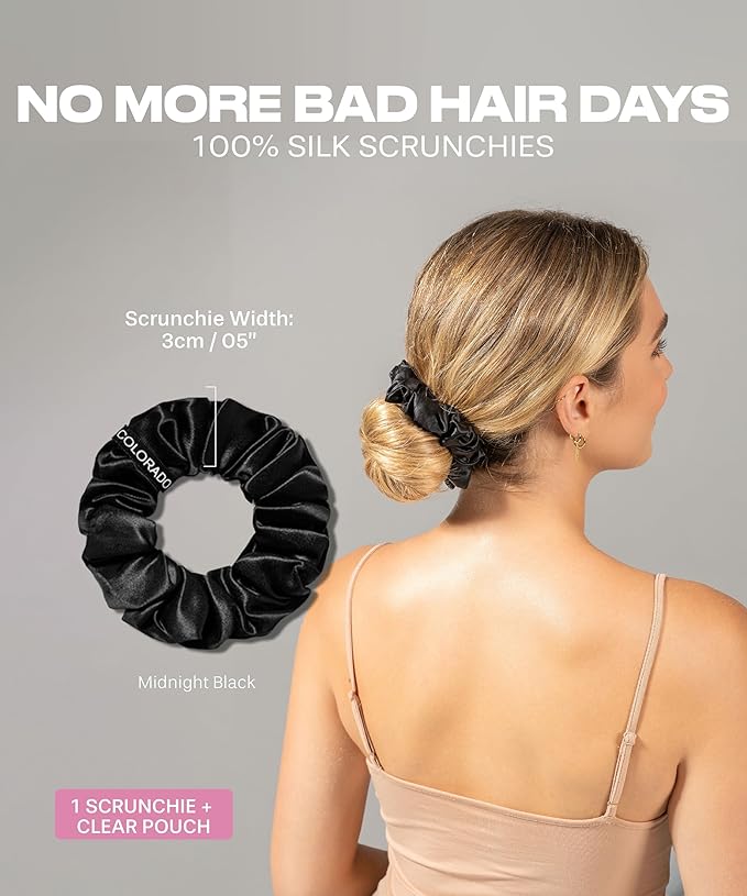 SUNDAYSILKS™ Luxurious Mulberry Silk Scrunchies for Women & Girls | No-Slip, Silky Hair Ties for Natural, Curly, Thin or Thick Hair | Gentle Hold for Ponytails & Sleep | Mini to Large Sizes [1 Pack]