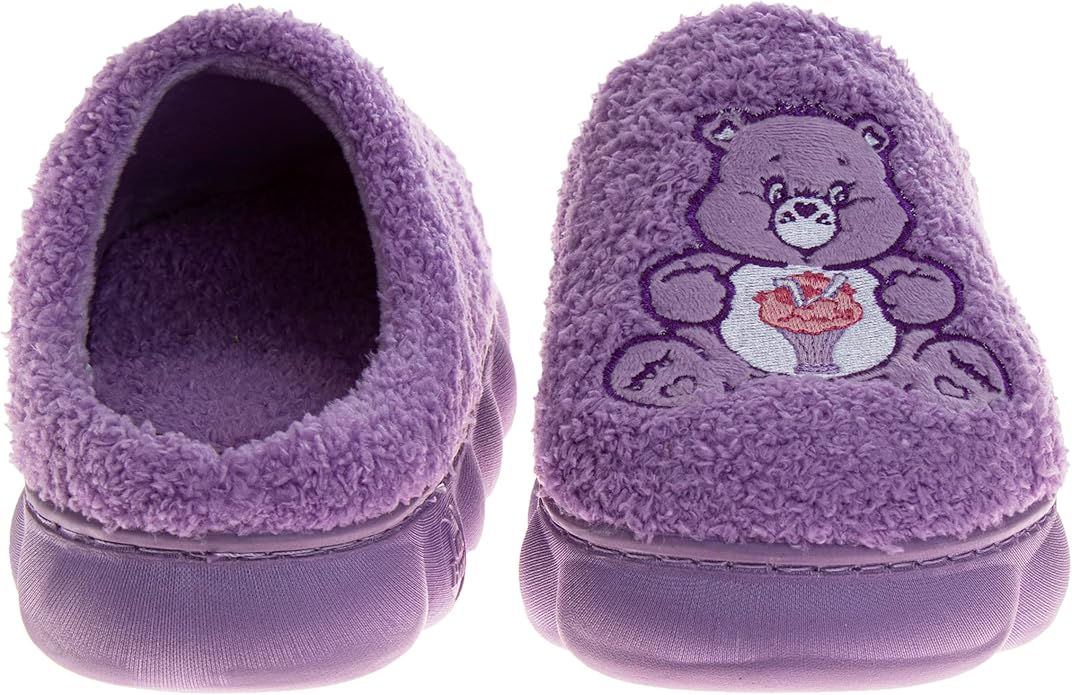Josmo Care Bear Slippers for Girls Womens Cozy Plush Indoor Shoes Fun Fuzzy Bear House Slippers for Little Kids/Big Kids/Adults