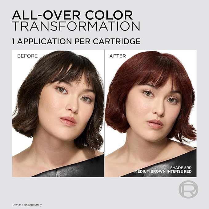 L'Oreal Paris Colorsonic Permanent Hair Dye Cartridge, Hair Color for Root Touch Up, Gray Coverage or All Over Color in just 5 Minutes, 5RR Medium Intense Red Brown (Coloring Device Sold Separately)