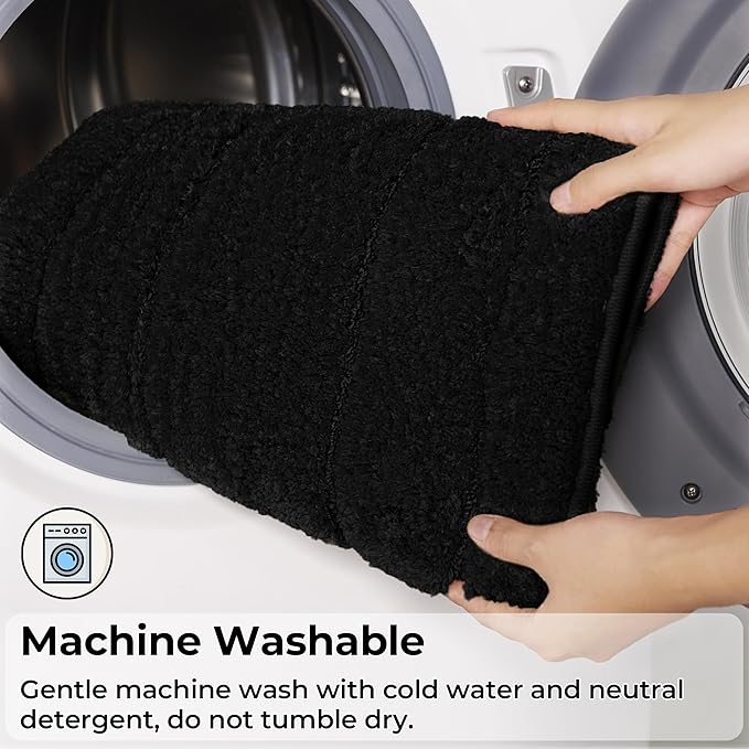 GRANNY SAYS Bathroom Rugs Sets 2 Piece,Soft Bath Mats for Bathroom, Bath Rugs Non Slip Washable, Absorbent Bath Rug for Tub, Shower and Toilet, Bath Mat Set (Black, 20" x 32" + 16" x 24")