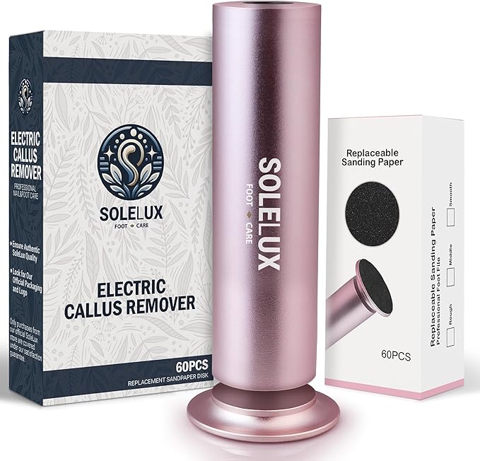 Upgraded 2025 Electric Foot File – Callus Remover for Women & Men with Adjustable Speed, 60 Sanding Pads & Dead Skin Exfoliation – at-Home Pedicure Tool for Dry, Cracked Feet (Pink)