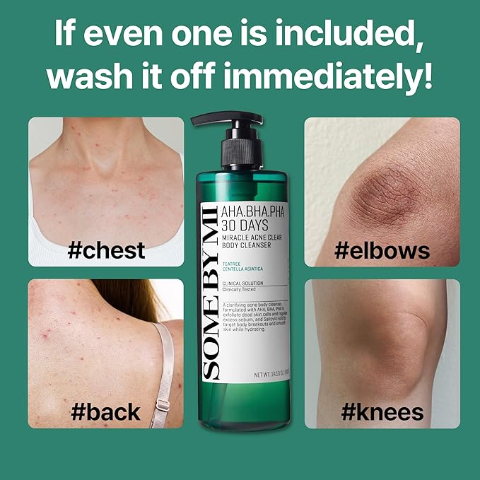 SOME BY MI AHA BHA PHA 30 Days Miracle Acne Clear Body Cleanser – 13.5oz, 400ml – Daily Exfoliating Tea Tree & Salicylic Acid Acne Body Wash – Deep Cleanses Sebum, Oil & Impurities – Korean Skin Care