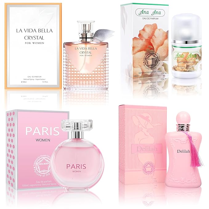 META-BOSEM Perfume for Women Set (100ml x 4PCS Variety Pack), Delilah, ParisW, LVBella, AnaAna, Long Lasting Perfume for Women All Day Use