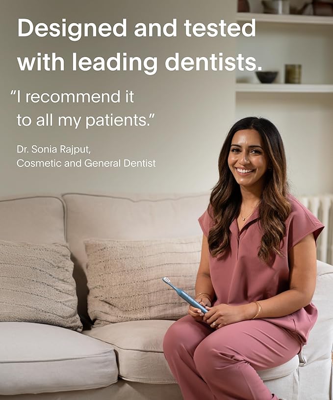 SURI Recyclable Plant-Based, Electric Toothbrush Heads - Built-in Tongue Scraper, Long Lasting Replacement Heads | Compatible Only Sonic Electric Toothbrush - Sea Mist, Pack of 3