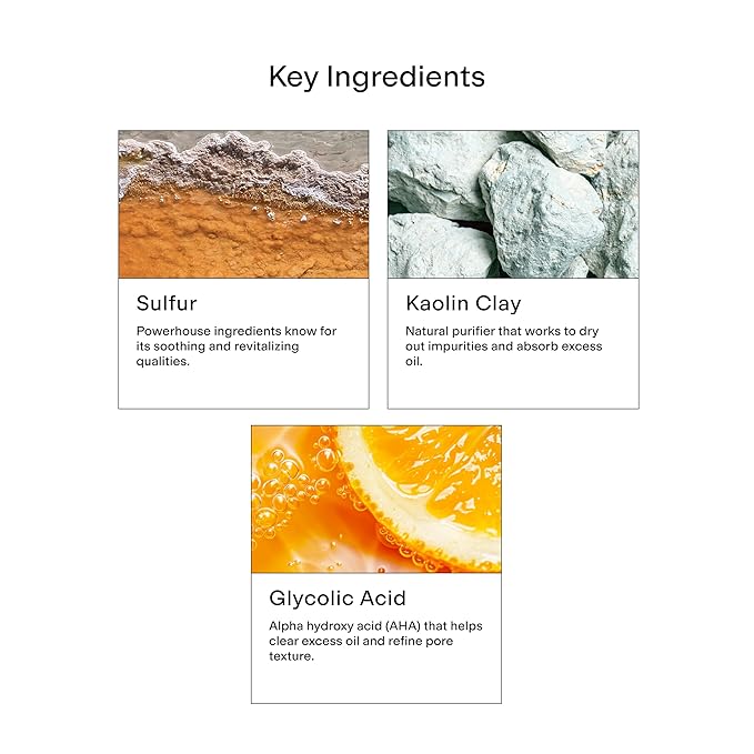 CLEARSTEM SULFUR SPOT&MASK Face Mask for Acne - Sulfur Spot Cleanser Facial Mask - Weekly Acne Face Mask for Clear & Smooth Skin - Made with Kaolin Clay & Glycolic to Reduce Blackheads & Blemishes