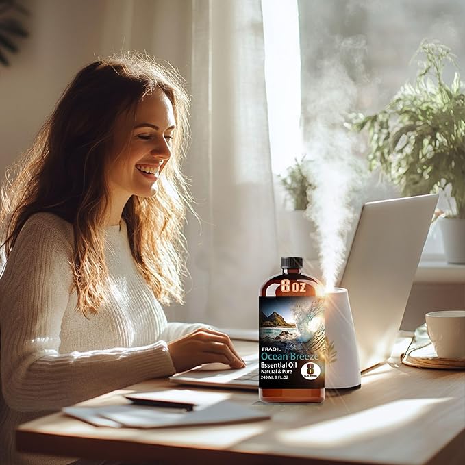 Ocean Breeze Essential Oil, Ocean Breeze Oil 8 Fl Oz 240ML for Diffuser Humidifier Yoga Cleaning DIY Candle Soap Making Perfume Gift for Women Fragrance Oils