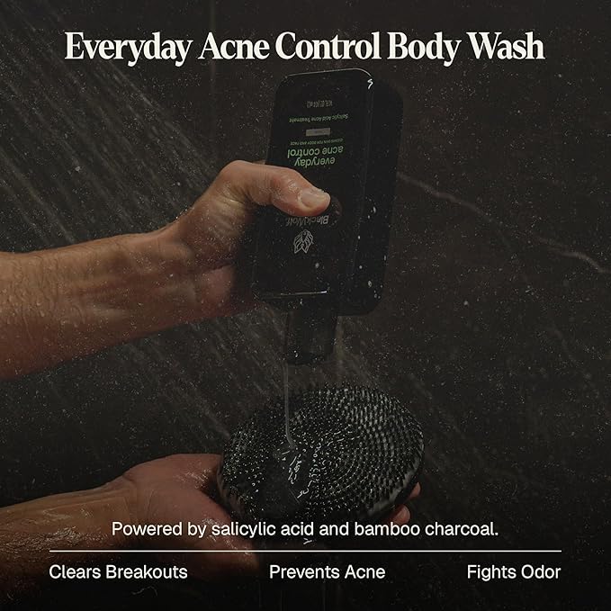 Black Wolf Salicylic Acid Body Wash for Men - 14 Fl Oz Men's Body Acne Wash - Charcoal Helps Reduce Acne Breakouts & Cleanse Your Skin - Full Coverage & Deep Clean Treatment - Men's Bodywash