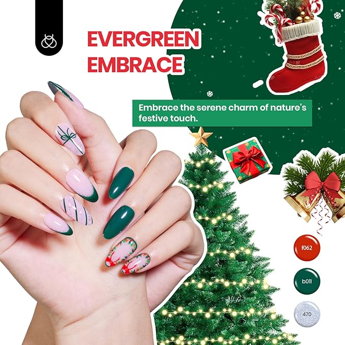 Beetles Christmas Gel Nail Polish Set, Glitz Galaxy UV LED Soak Off Gel Kits, 44Pcs Burgundy Red Gold Green Silver Blue Pink Sparkle Shade with Base Top Coat Winter Manicure Gift for Women