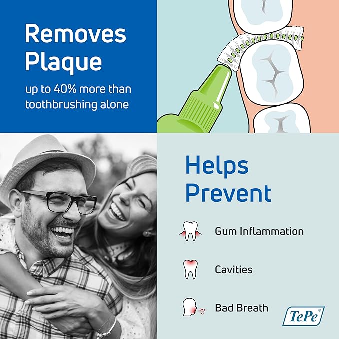 TePe Interdental Brush Extra Soft, Supersoft Dental Brush for Teeth Cleaning, Pack of 8, 0.6 mm, Medium Gaps, Blue, Size 3