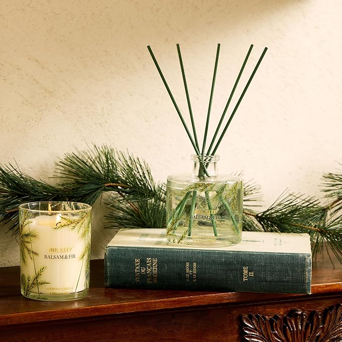 Airkeep Reed Diffuser,6.76 fl oz Balsam & Fir Home Fragrance Diffuser Set Includes 8 Reed Diffuser Sticks, Fragrance Oil Diffuser - Aromatherapy Diffuser Home Bedroom Office Decor & Gift