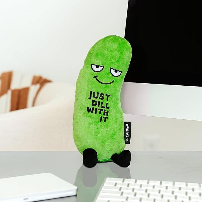 Punchkins Pickle Plushie - Just Dill with It Sassy Pickle Plush, Gift for Pickle Lovers, Food Plush Toy for Gifting