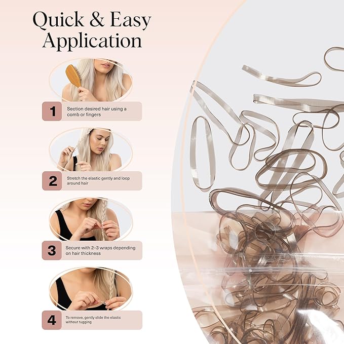 Kitsch Hair Ties No Damage for Kids, Teens and Women - Rubber Bands for Hair Styling | No Snag Hair Elastics | Daily Hair Accessories | Ideal Gifts for Women - 500pcs (Brown)