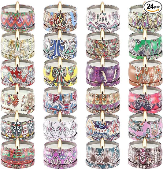 24 Pack Scented Candles Set for Home, Relaxing Stress Relief, Aromatherapy - Natural Soy Wax and Fragrance - Gifts for Women, Mom, Best Friend, Wife, Birthday