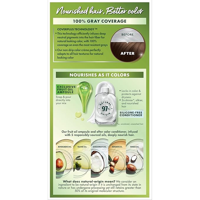 Garnier Nutrisse Ultra Coverage Hair Color, 600 Deep Light Natural Brown (Spiced Hazelnut) Permanent Hair Dye (Packaging May Vary)