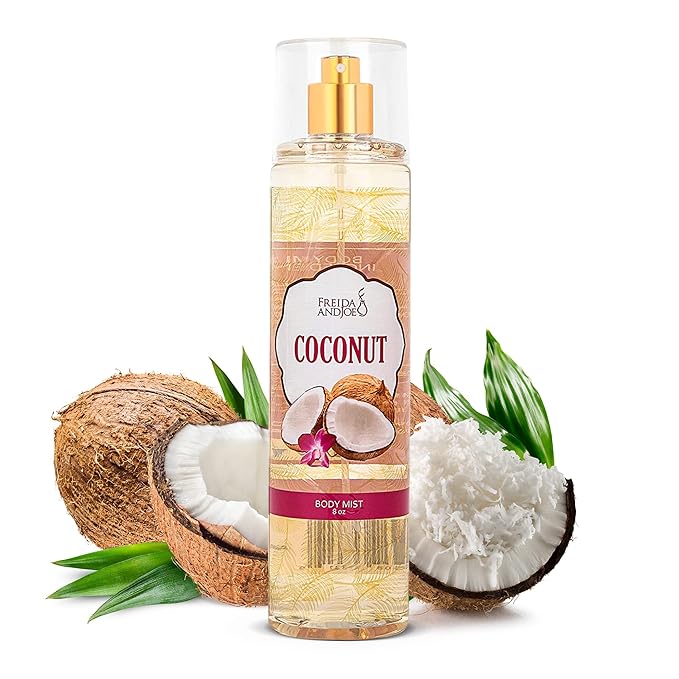 Luxurious Coconut Body Mist Fine Fragrance, Women's Warm & Cozy Luxury Scented Gifts & Presents, 8oz Fine Mist Spray Bottle (Coconut)