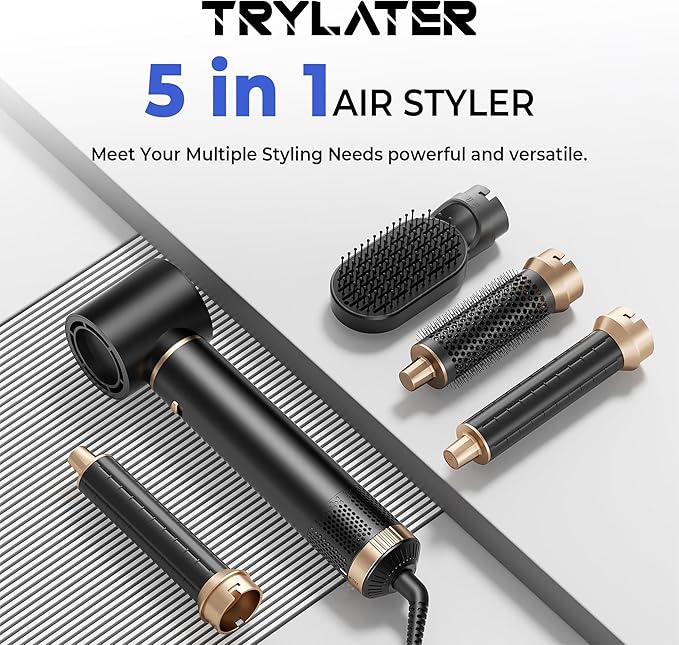 5 in 1 Hair Dryer Brush, Negative Ion Air Styler Wrap Hair Styler Upgrade Blow Dryer Brush Air Curler for Hair, Blowout Brush Set As A Gift for Straight/Curl/Drying/Smoothing
