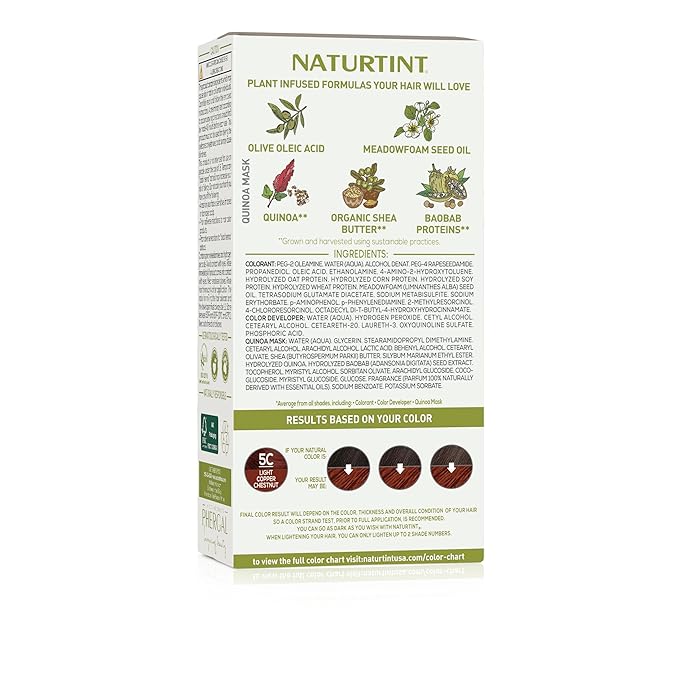 Naturtint 5C Light Copper Chestnut Permanent Hair Color (Pack of 1), Ammonia Free, Vegan, Cruelty Free, up to 100% Gray Coverage, Long Lasting Results (Packaging may vary)