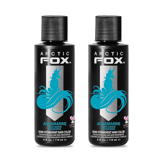 Arctic Fox Semi-Permanent Hair Dye, Vegan & Cruelty-Free, Conditioning, Ammonia-Free, Peroxide-Free, Aquamarine Blue, Vibrant Color for All Hair Types, 4 Fl Oz (Pack of 2)