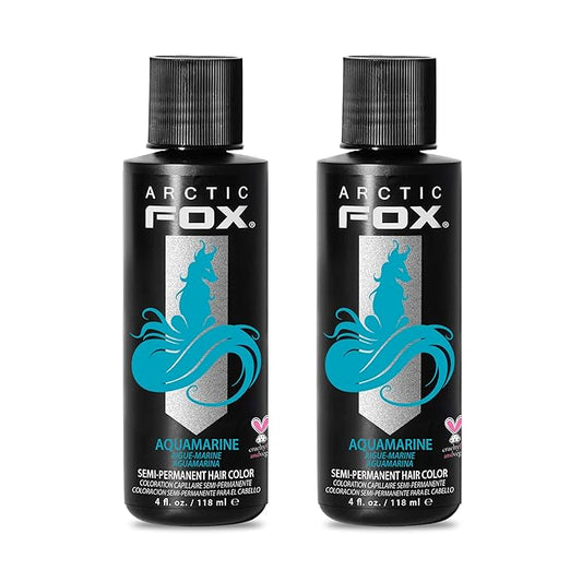 Arctic Fox Semi-Permanent Hair Dye, Vegan & Cruelty-Free, Conditioning, Ammonia-Free, Peroxide-Free, Aquamarine Blue, Vibrant Color for All Hair Types, 4 Fl Oz (Pack of 2)