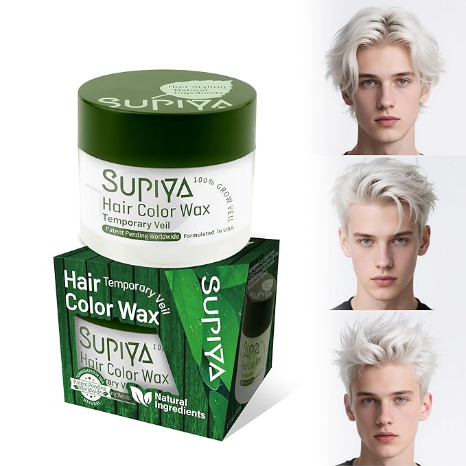 Temporary Hair Styling Color Wax, Green Blue Purple Red Hair Dye Color Wax Washable Natural Instant Hair Coloring Cream for DIY Hairstyle for Kids Men Women(White#89)