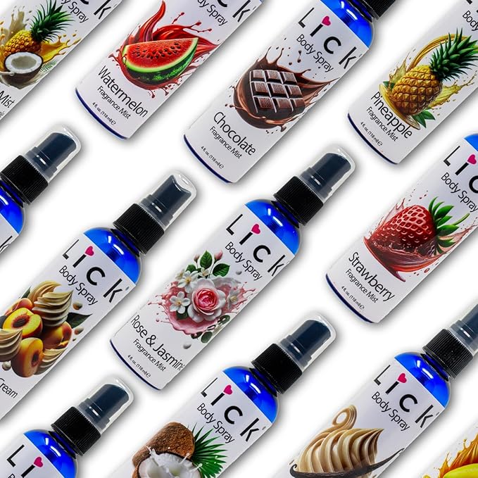 LICK Peach Scented Body Spray – Light and Fresh Fruity Mist – 4 fl oz