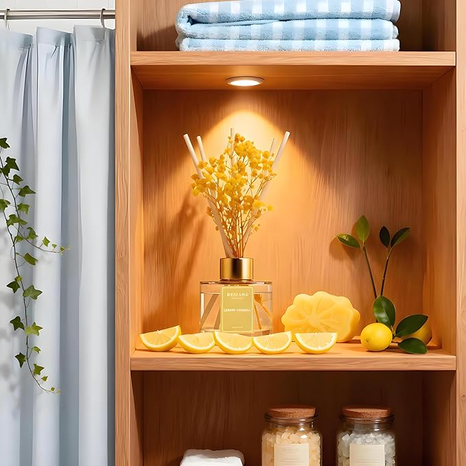 Reed Diffuser Set - 3.38 fl oz Lemon Verbena Premium Scented Oil with Preserved Baby's Breath & Cotton 6 Sticks | Long-Lasting Aromatherapy for Home, Bedroom, Bathroom, Office Home Decor