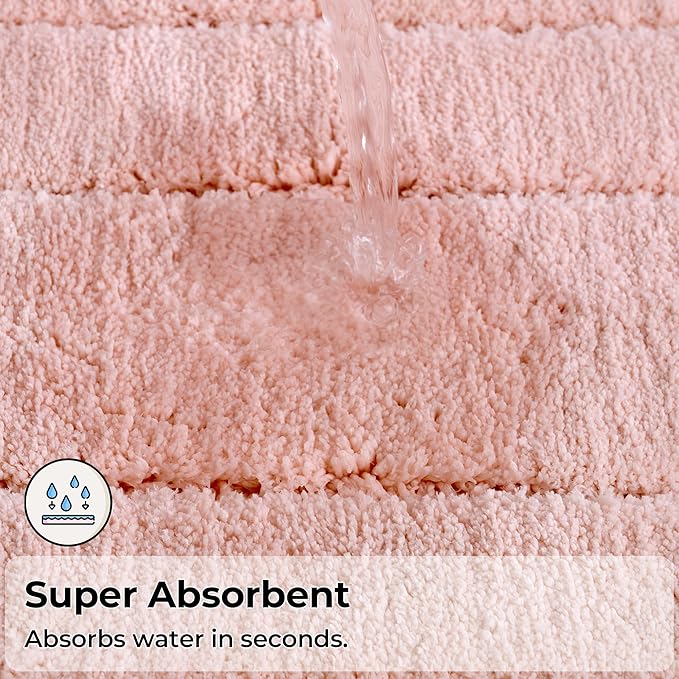 GRANNY SAYS Bathroom Rugs Sets 2 Piece,Soft Bath Mats for Bathroom, Bath Rugs Non Slip Washable, Absorbent Bath Rug for Tub, Shower and Toilet, Bath Mat Set (Pink, 20" x 32" + 16" x 24")