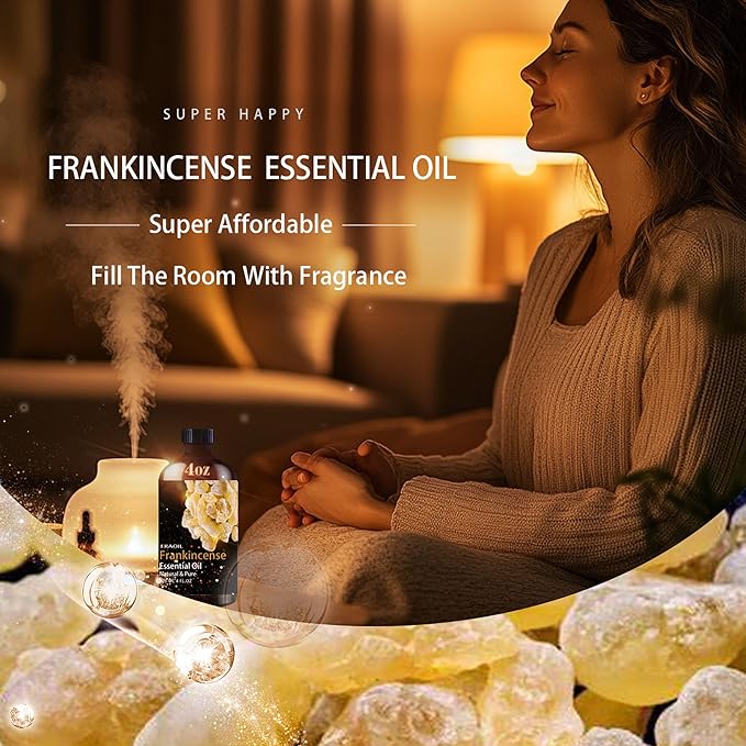 Frankincense Essential Oil, Frankincense Oil 4 Fl Oz 120ML for Diffuser Humidifier Yoga Cleaning DIY Candle Soap Making Perfume Gift for Women Essential Oils
