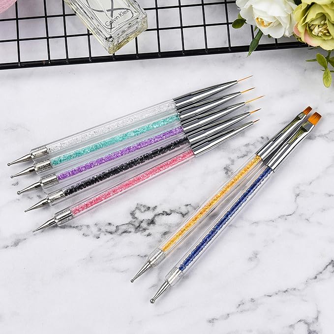8 Pieces Designs Brushes for Nail Art Resin Palette Gel Design Nail Art Dotting Tools Nail Gel Painting Brush Mixing Palette Nail Art Equipment