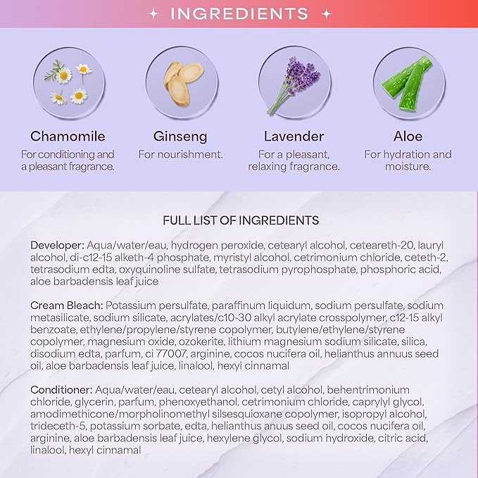 Bleach Kit by Hally Hair, Totally Clean Bleach - Hair Lightener Kit Includes Toning Cream Bleach & Developer & Conditioner - Gentle Nourishing Hair Bleaching Lifts Up to 8 Levels, Vegan & Cruelty Free