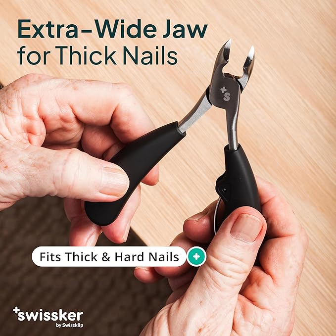 Swissker by Swissklip Toenail Clippers I Heavy Duty Toe Nail Clippers I Toenail Clippers for Thick Nails I Toenail Scissors I Heavy Duty Nail Clippers for Thick Nail (Pack of 3)