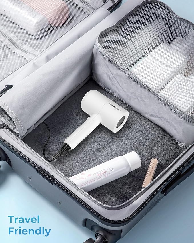 SHRATE Lightweight Ionic Hair Dryer with Diffuser - Powerful 1800W Blow Dryer for Fast Drying - Professional Low Noise Mini Hair Dryer for Travel, Gifts, Hair Styling