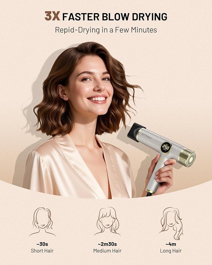 Infrared Ionic Hair Dryer with Diffuser - 2000W Dual Voltage Blow Dryer for Women, Fast Drying, Frizz Control, Lightweight & Low Noise, Red Light & Negative Ions, European Travel 110V-240V