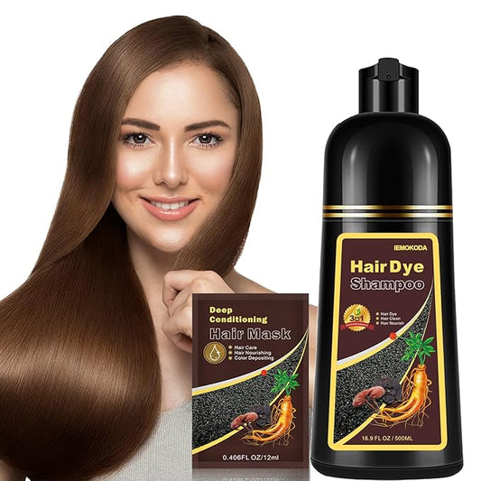 Coffee Hair Dye Shampoo - Color in Minutes, Long Lasting, For All Hair Types (Brown)