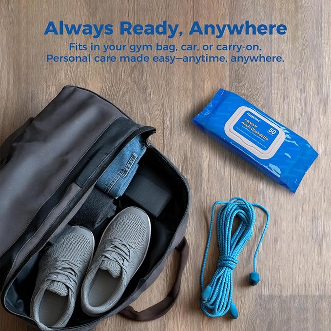 Adult Washcloths Body Wipes 250 Count Fresh Scent 12"x8" Flip Top, Strong Yet Soft, Perfect for Incontinence Cleansing, Clinic, Nursing Home, Hospital, Camping, Travel, Gym