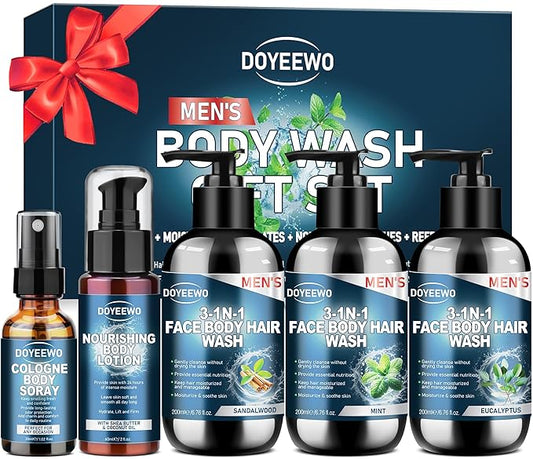 Gifts for Men, Boyfriend, Husband, Dad,Mens Body Wash Bath Gift Set, Cleanses,Hydrates,Nourishes & Soothes Skin,Christmas Gift Stocking Stuffers Secret Santa Birthday Valentines Sweetest Gifts for Him