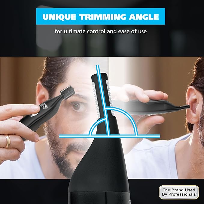 Wahl Pro Series® Rechargeable Eyebrow, Ear & Nose Hair Trimmer for Men – Painless DualTech® Eyebrow Trimmer & Facial Hair Removal Device – Model 3025656