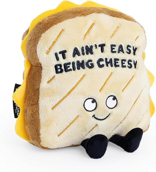 Punchkins Grilled Cheese Plushie - It Ain't Easy Being Cheesy Cute Grilled Cheese Plush, The Silly Gift, Food Plush Toy for Gifting