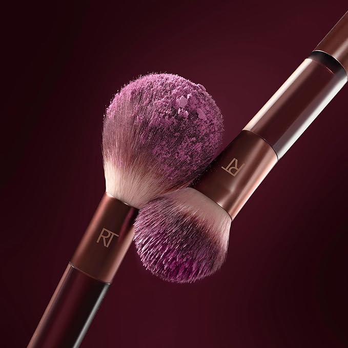 Real Techniques Cherry On Top It’s All Blush Brush, Dual-Ended & Multipurpose Makeup Brush for, Powder, Liquid & Cream Blush, Synthetic Bristles, Vegan & Cruelty-Free Face Brush, 1 Count