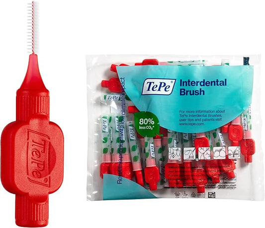 TePe Pack of 25 Interdental Brush Original, Soft Dental Brush for Teeth Cleaning, 2, Red