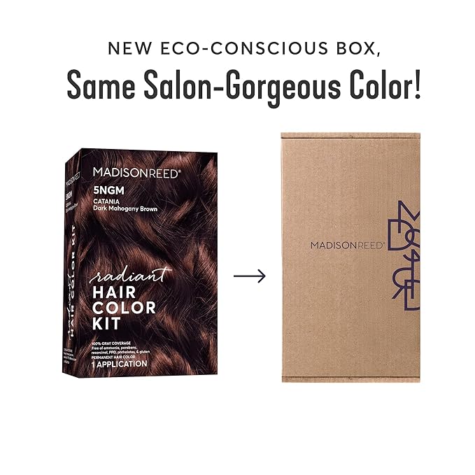 Madison Reed Radiant Hair Color Kit | 5NGM Dark Cinnamon Brown with Gold Mahogany Tones (Catania Brown) for 100% Gray Hair Coverage | Dimensional Permanent Hair Dye | PPD-Free & Ammonia-Free | 2 Pack