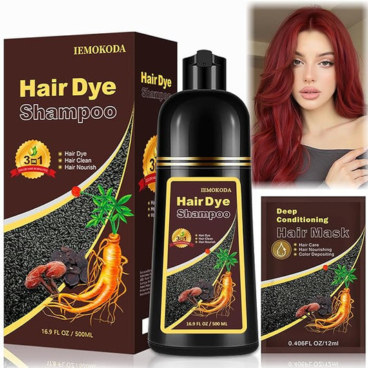 Hair Dye Shampoo in Burgundy - Washes In Rich Color, Easy At-Home Color Shampoo Hair Dye for Women & Men, 3-in-1 Hair Color & Care for Natural-Looking Gray Coverage, Instant & Long-Lasting, 16.9 Fl Oz
