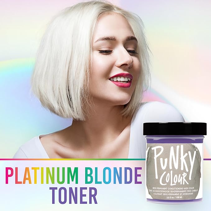 Punky Platinum Blonde Toner Semi Permanent Hair Color - Vegan, Cruelty-Free Conditioning Hair Dye, Lasts Up to 35 Washes, 3.5 fl oz
