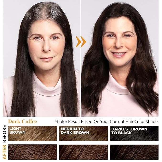 Hair Dye Shampoo for Gray Hair in Dark Coffee - 3-in-1 Coloring & Conditioning Treatment, At-Home Shampoo Dye Hair Color for Women & Men, Instant Long-Lasting Color, Champu Para Canas, 16.9 Fl Oz