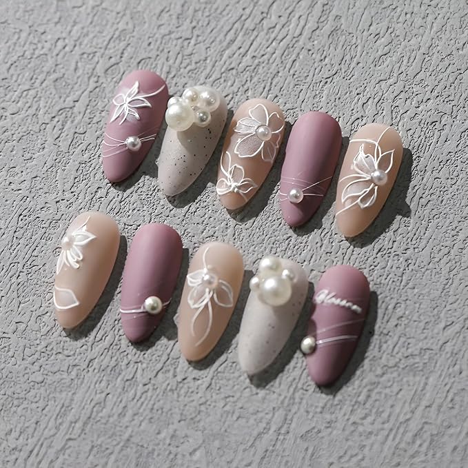 White Flower Nail Art Stickers 5D Embossed Spring Summer Nail Stickers for Nail Art Flower Nail Decals Self Adhesive White Pearl Floral Decoration Accessories for Women Girls