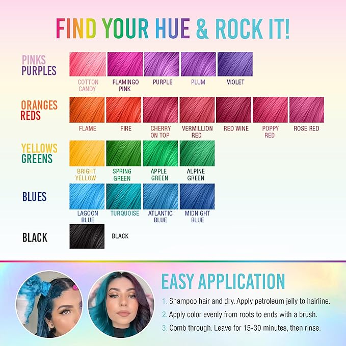 Punky Semi Permanent Conditioning Hair Color, Vegan, PPD and Paraben Free, may last for 5-40 washes, 3.5oz, Turquoise